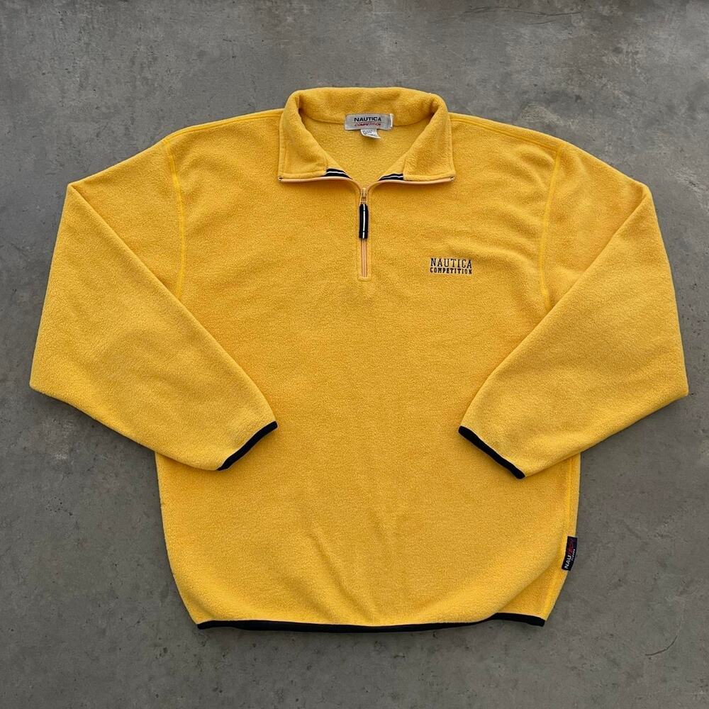 Vintage 90s Nautica Competition Yellow Pullover Fleece Jacket
